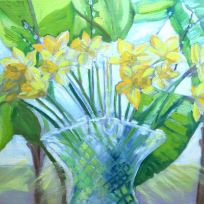 "Daffodils in a Glass Basket" 
