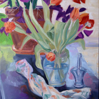 "Tulips with Shamrock"